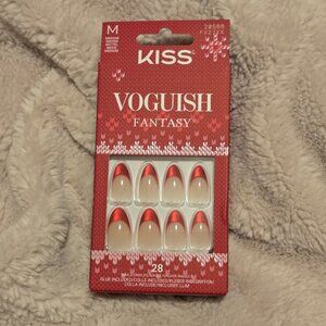 KISS Gel Voguish Fantasy Red Tip Medium Almond Press On Nails